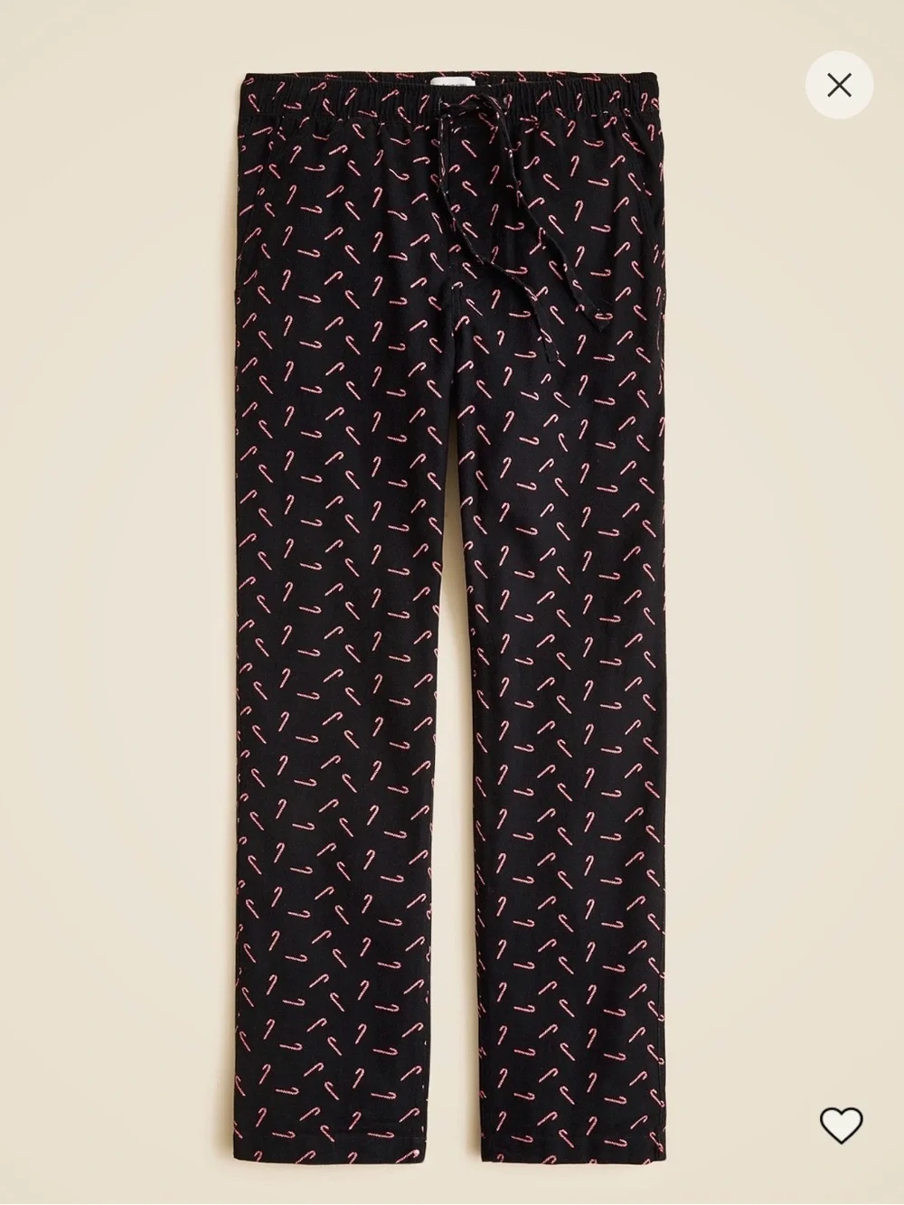 J. Crew Black Lounge Pants with Pink Candy Cane Print